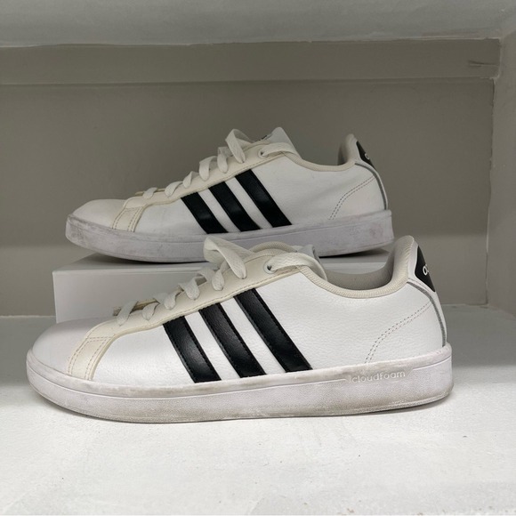 adidas Shoes - Adidas‎ Cloudfoam Advantage Women's White Black Stripes Sneakers Size 9.5